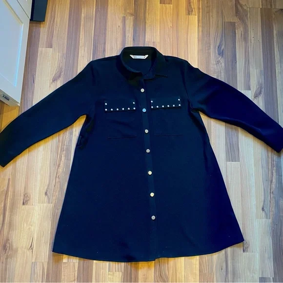 Zara Black Studded Button-Up Shirt - Picture 2 of 2